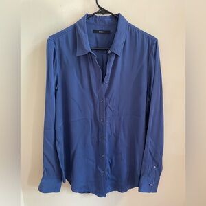 Quince Silk Button Down Shirt | Blue | Size XL